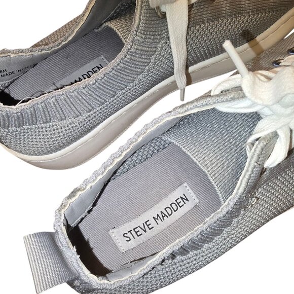 STEVE MADDEN Grey Knit Platform Bardo Sneakers sz8 - Picture 2 of 5